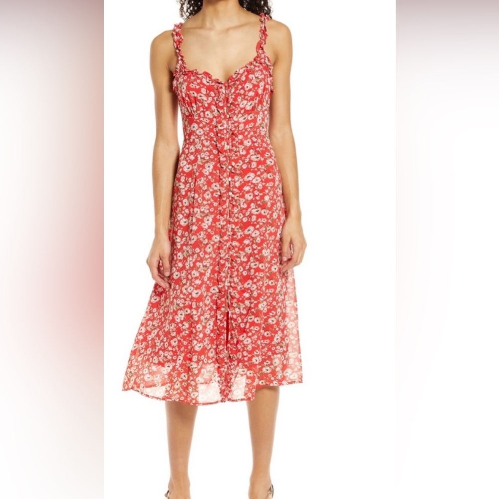 Floret Studios Red Floral Maxi Dress